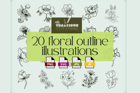 20 Floral Outline Illustrations for Modern Design Projects
