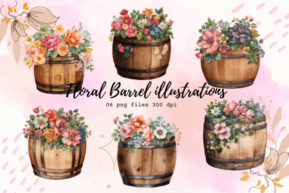 Beautiful Floral Barrel Illustrations for Designers