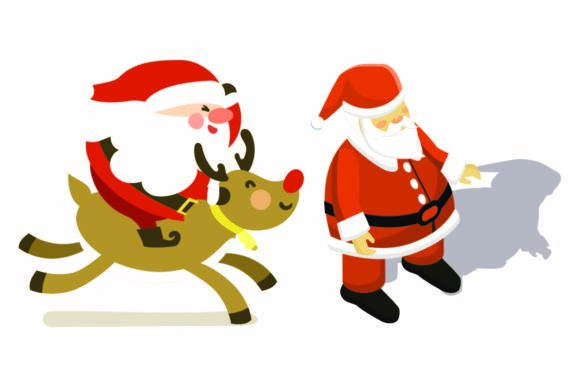 Christmas Santa Funny Deer Illustrations for Festive Design
