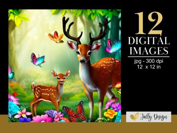 Deer and Its Calf AI Illustrations Pack: A Designer's Asset