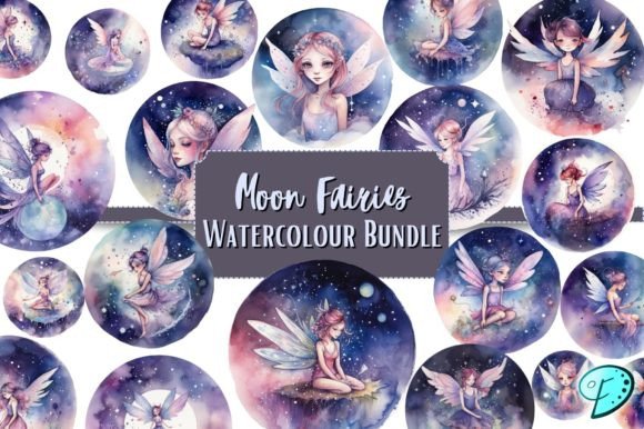 Magical Moon Fairies Watercolour Illustrations for Your Projects