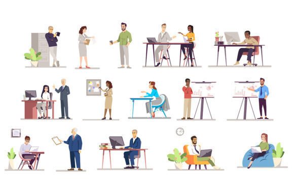 Office Workers Flat Vector Illustrations: A Designer's Toolkit