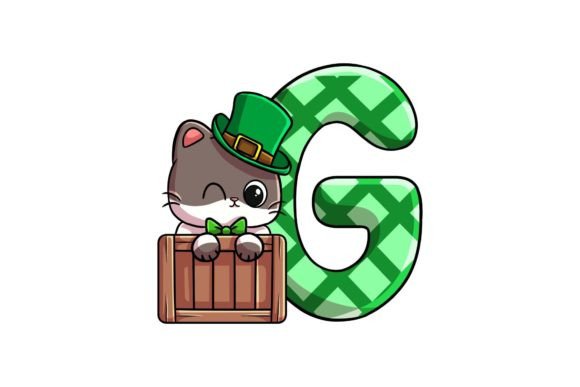 St Patrick Cat Alphabet G: Festive Design Assets