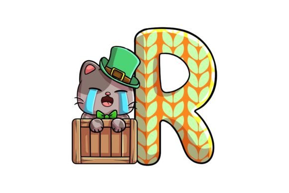 St Patrick Cat Alphabet R: A Festive Design Asset